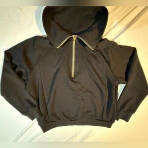Black Half Zip Hoodie with gold hardware